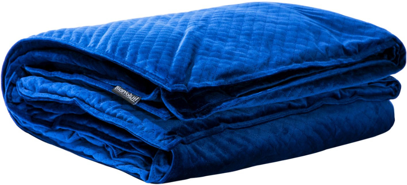 BlanQuil 15 lb Quilted Weighted Blanket with Removable Cover Navy