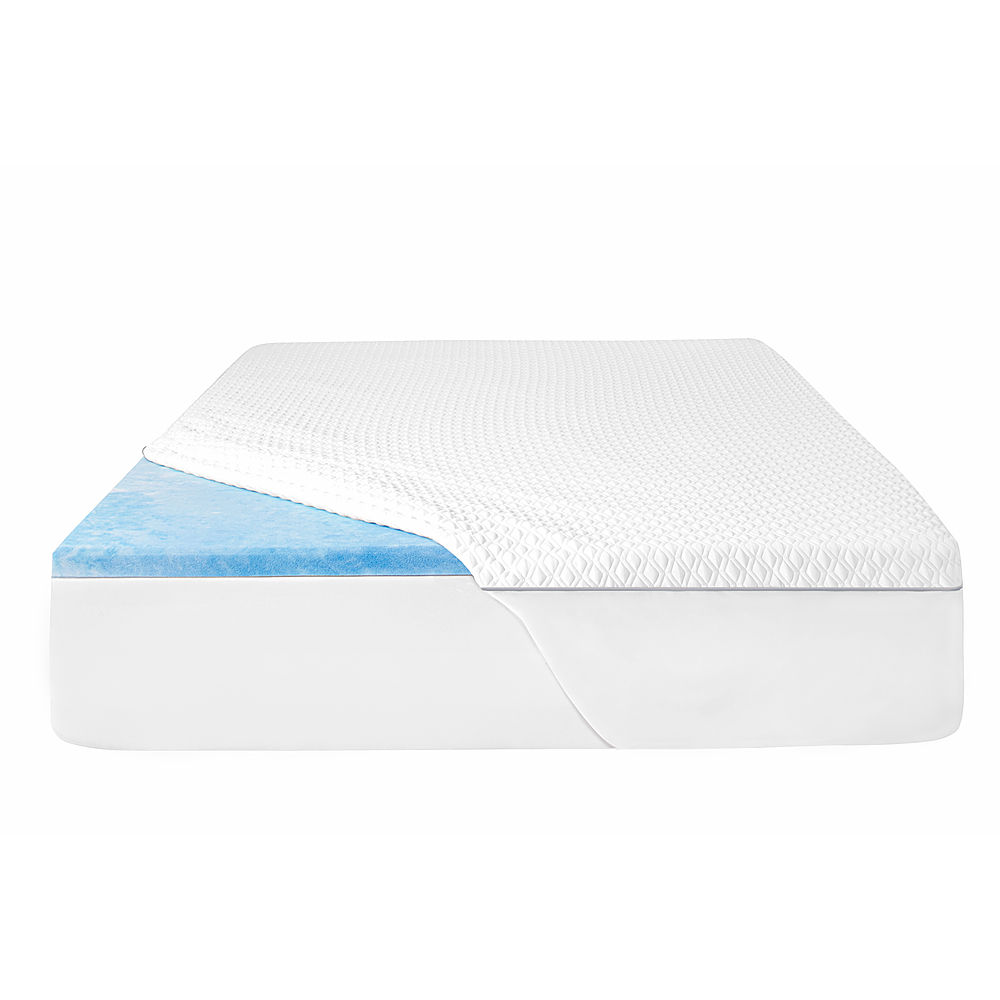 Sealy 2” Gel Memory Foam Mattress Topper with Cover Blue ExerciseN