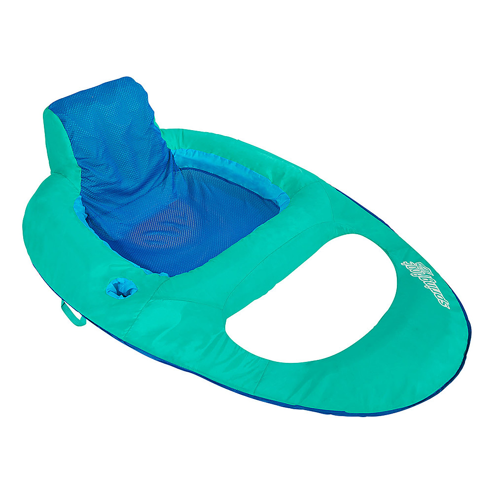 Swim Ways SwimWays Inflatable Twist & Fold Spring Recliner Pool Float w/ Cup Holder, Aqua
