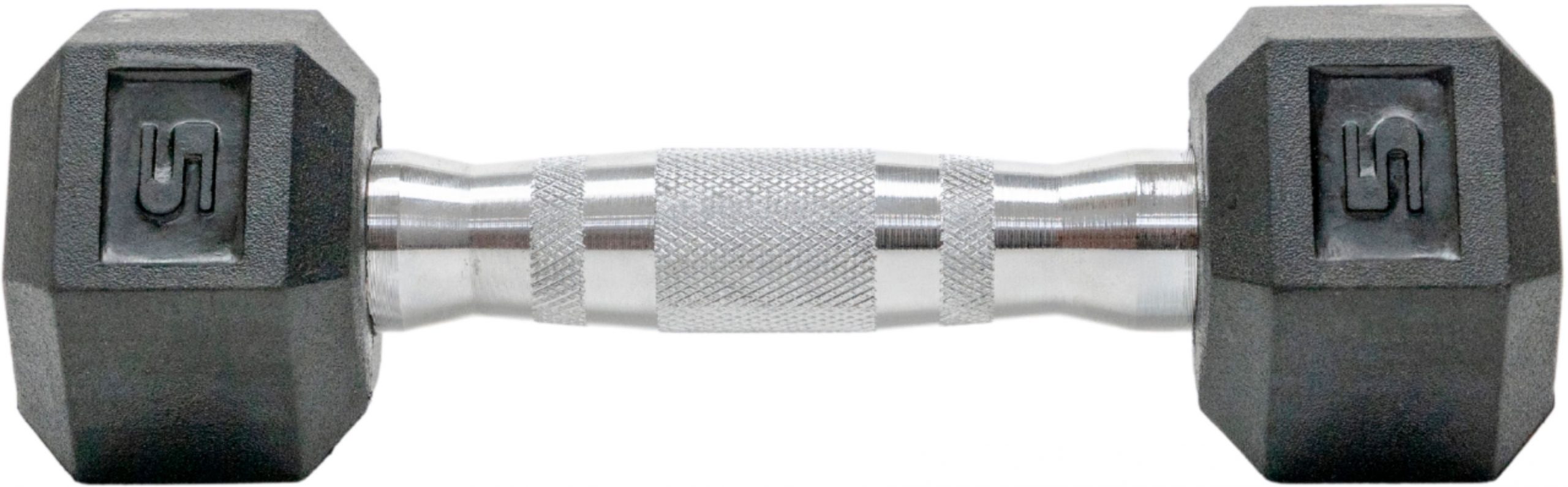 Tru Grit 5lb Hex Rubber Coated Dumbbell Black/Silver ExerciseN