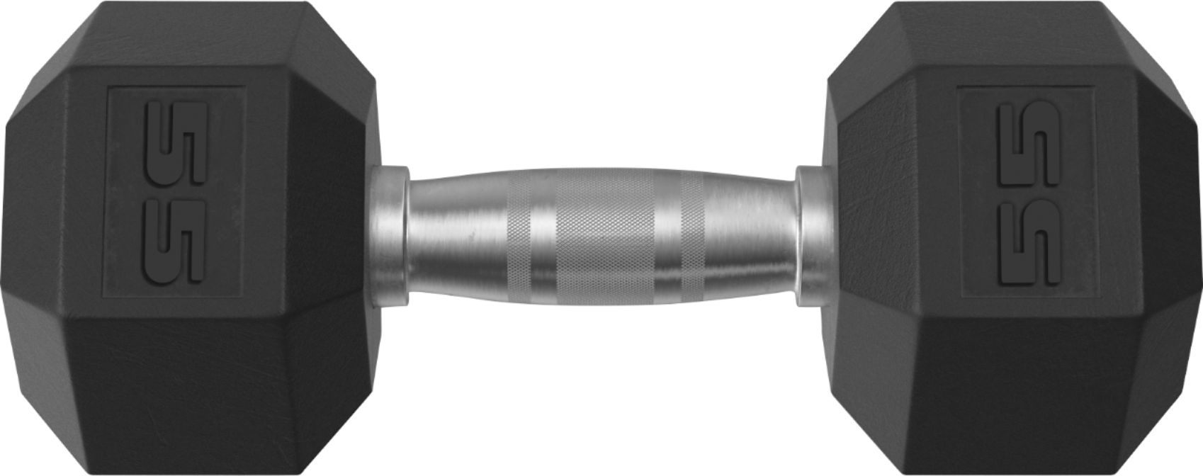 Tru Grit 55lb Hex Rubber Coated Dumbbell Black/Silver ExerciseN